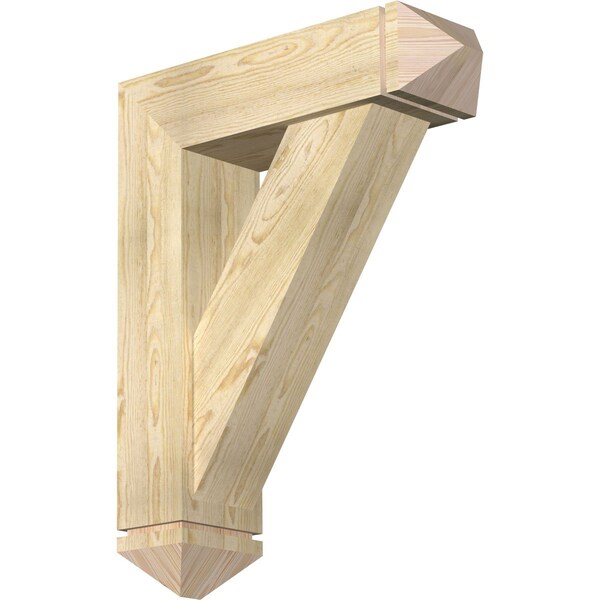 Ekena Millwork Traditional Arts and Crafts Rough Sawn Bracket w/ Offset Brace, Douglas Fir, 8"W x 28"D x 36"H BKT0806X28X36TRA03RDF - main